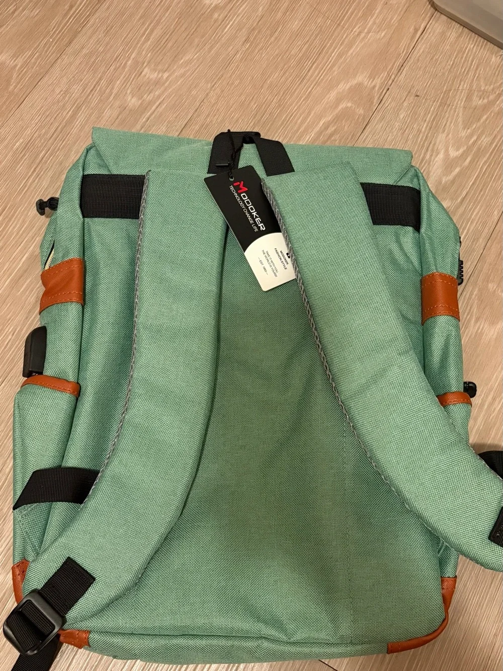 Men's Green Everyday Backpack with Brown Accents
